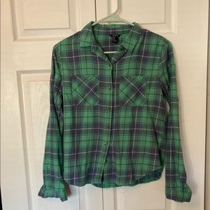 Green forever 21 plaid button down shirt